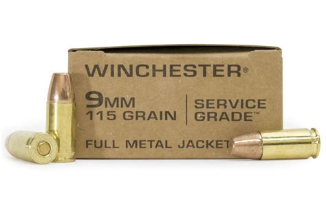 Winchester Service Grade 9mm Ammo 115gr FMJ 